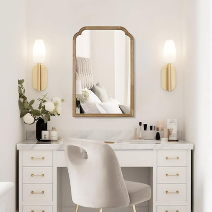 WallBeyond Wood Bathroom Mirrors for Wall Mounted, 24" x 36" Rustic Wood Frame Wall Mirrors Decorative for Living Room or Bedroom Vanity Mirror, Honey-Colored