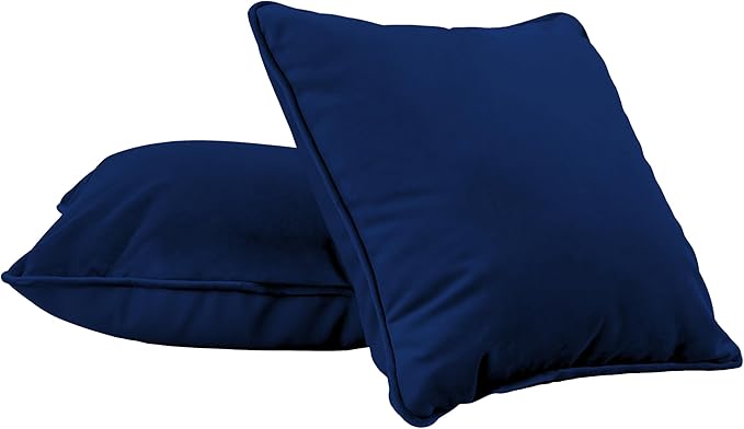 FDP 15" x 15" Velvet and Vinyl Square Pillow Set with Piping Decorative Throw Pillow for Home Dcor in Living Room, Bedroom or Lounge (2-Pack) - Eclipse, 15161-348