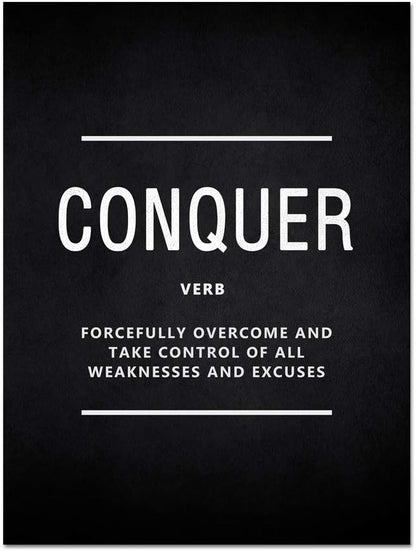 Yatsen Bridge Motivational Wall Art for Office Inspirational Canvas Painting Conquer Verb Posters Inspiring Quotes Positive Motto Sign Prints Artwork Home Living Room Decorations Framed (24”Wx36”H)