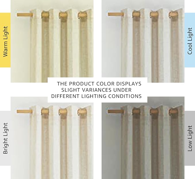NICETOWN Natural Linen Curtains 84 inch Long 2 Panels Set, Grommet Top Thick Linen Burlap Semi Sheer Vertical Drapes Privacy Assured with Light Filtering for Bedroom/Living Room, W55 x L84