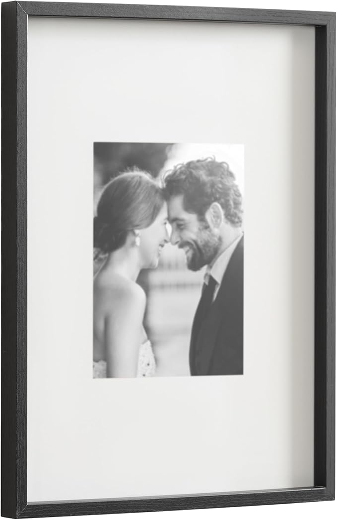 Kate and Laurel Gibson Modern Wall Picture Frame Set of 3; 16x20 matted to 8x10; Black; Three-Piece Frame Set for Gallery Wall Frame Set in Living Room Wall Décor