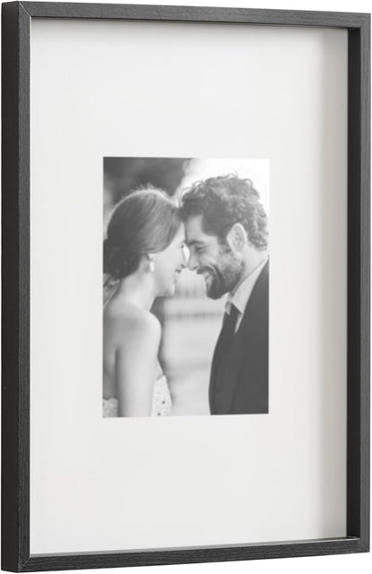 Kate and Laurel Gibson Modern Wall Picture Frame Set of 3; 16x20 matted to 8x10; Black; Three-Piece Frame Set for Gallery Wall Frame Set in Living Room Wall Décor