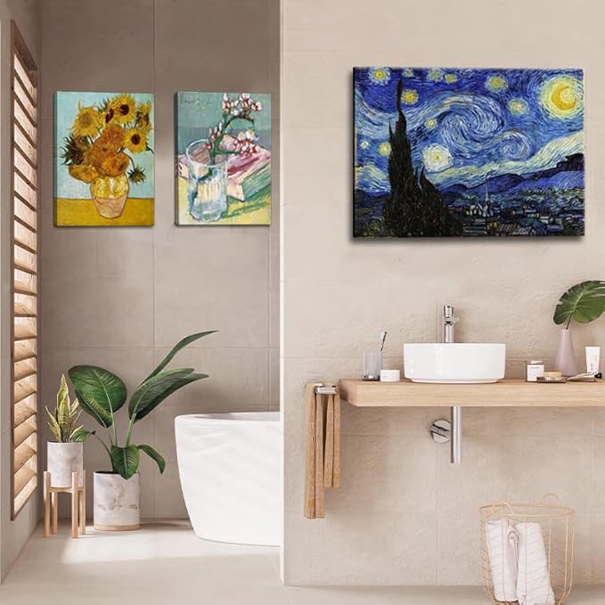 dgbtcart Starry Night, Vincent Van Gogh Canvas Wall art, Classic Paintings Reproduction Pictures Poster, Abstract Artwork Prints for Home Decor
