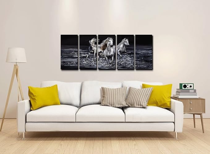 Yihui Arts Horse Metal Wall Art Hand Crafted Aluminum Artwork Modern 3D Animal Pictures for Living Room Bedroom Bathroom Decor