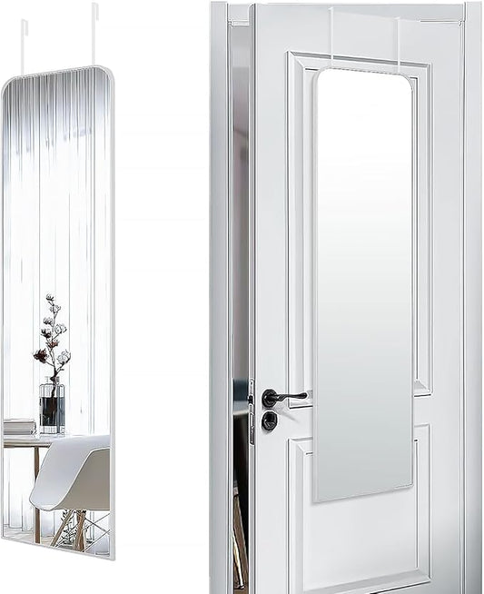 SCWF-GZ 47x14 Mirror Full Length Door Hanging Wall Mounted Aluminum Alloy Metal Frame Dressing Make-up Save Space Half Body Mirrors for Entryway Bedroom Bathroom Living Room 47 inch Silver