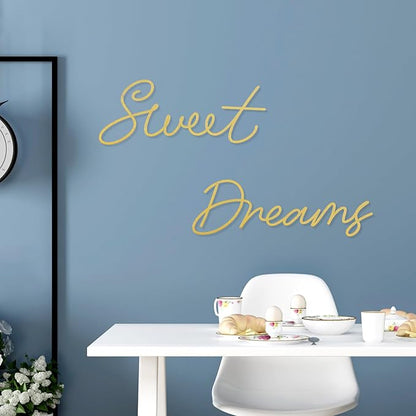 Zzbakress Sweet Dreams Wall Decor For Bedroom, Black Metal Above Bed Wall Decor Large Modern Living Room Farmhouse Sign Wall Decorations For Office Home Bedroom Art (Gold, Farmhouse)