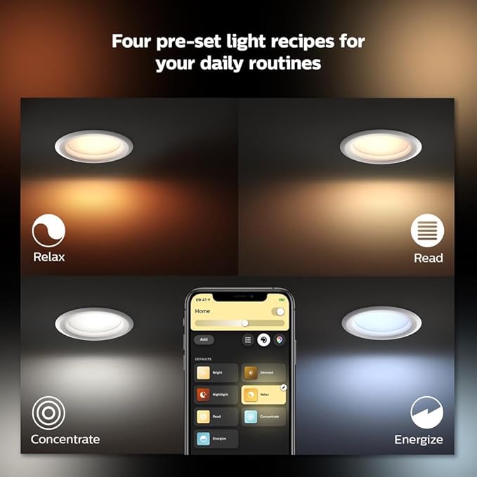 Philips Hue Smart Retrofit Recessed 5/6 Inch LED Downlight 1 Pack - White and Color Ambiance Color-Changing Light 1100LM - Control with Hue App - Compatible with Alexa, Google Assistant, Apple Homekit