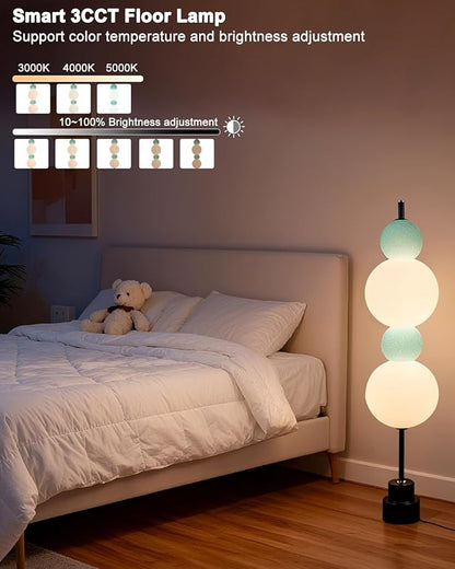 Lightdot Blue Globe Floor Lamp with 3 Color Temperatures LED Bulbs Included,Dimmable Floor Lamps with Touch Switch,Unique Modern Standing Tall Lamp for Bedroom Living Room/Sofa Beside/Corner Decor
