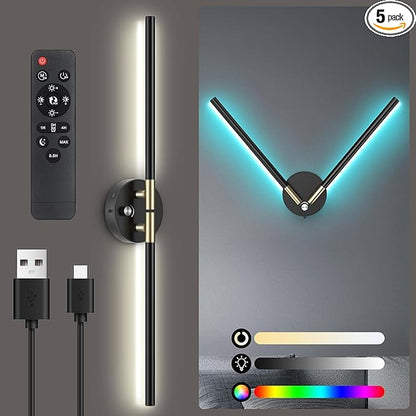 Wall Sconces with 360°DIY Independently Rotatable Lamp,10000mAh Rechargeable Battery Operated,Wireless Magnetic Wall Lights with Remote,RGB Colors&Dimmable,Wall Decor for TV/Mirror,Bedroom,Staircase