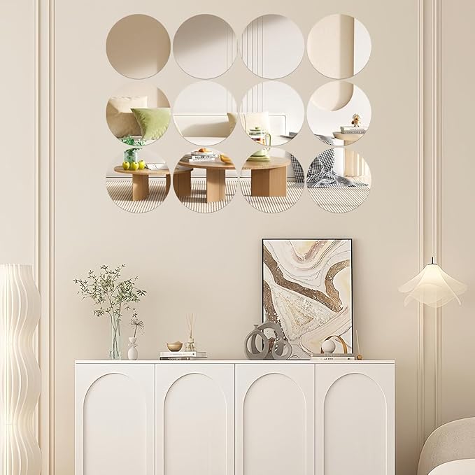 20PCS Round Mirrors for Centerpieces, Circle Mirror Centerpieces for Tables, Acrylic Mirror Tiles for Wall Table Wedding Centerpieces Mirror Plates for Candle Christmas Decorations DIY Craft (8inch)