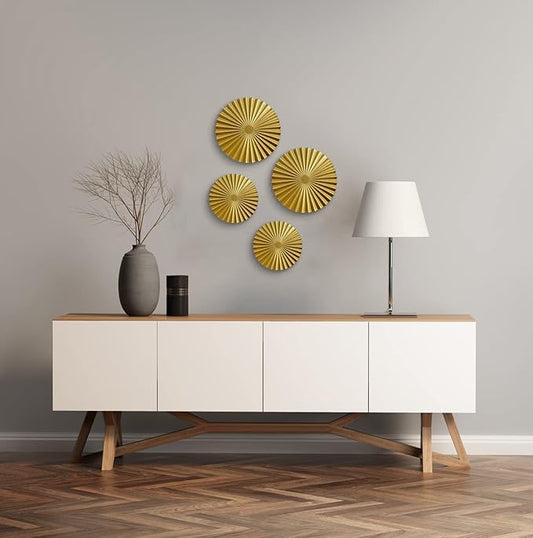 ITrixgan Aesthetic Bedroom Wall Decor Above Bed, Gold Metal Art Wall Decor For Bedroom, Modern Wall Hanging Decor Metal Decorative Wall Art Set, Sunburst Wall Decorations For Living Room