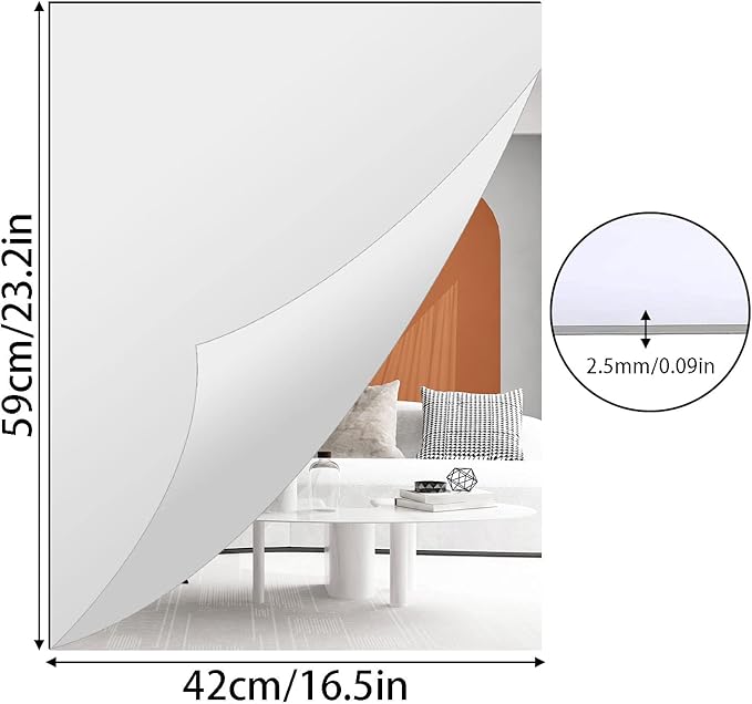 A2 Acrylic Mirror Sheet for Wall, 16.5" x 23.2" Large Rectangular Mirror Tiles Frameless Wall Mounted Mirror Self-Adhesive Mirror Stickers for Vanity Bedroom Home Decor