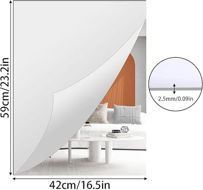 A2 Acrylic Mirror Sheet for Wall, 16.5" x 23.2" Large Rectangular Mirror Tiles Frameless Wall Mounted Mirror Self-Adhesive Mirror Stickers for Vanity Bedroom Home Decor