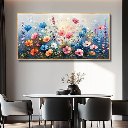 QIYILEXWART Large Wall Art For Living Room Canvas Wall Decor For Bedroom Watercolour Painting Office Decoration Colorful Flowers Wall Picture Artwork Ready To Hang Home Decor Wood Framed