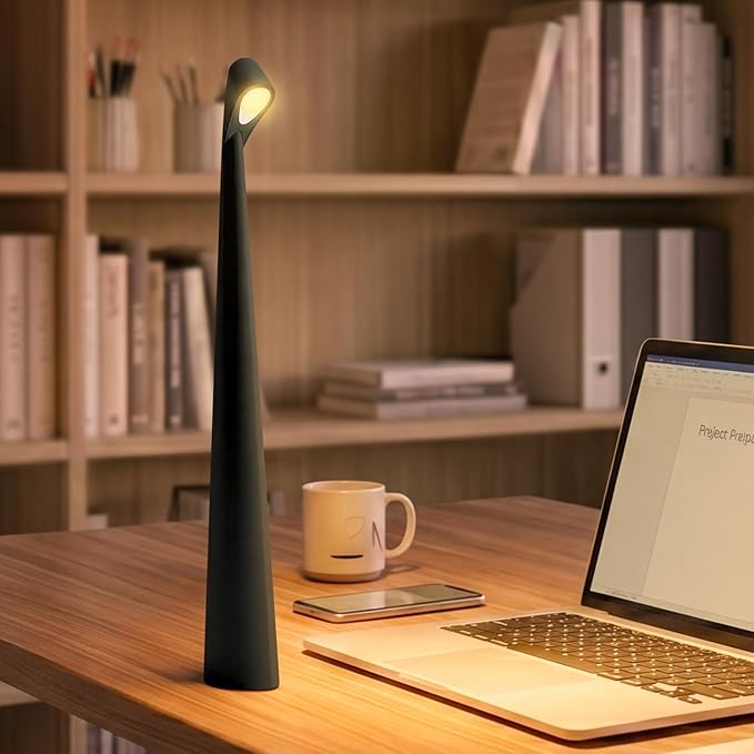 Table Lamp, Modern Style, White, Metal Base, Adjustable Brightness, Corded Electric, for Bedroom, Living Room, and Office