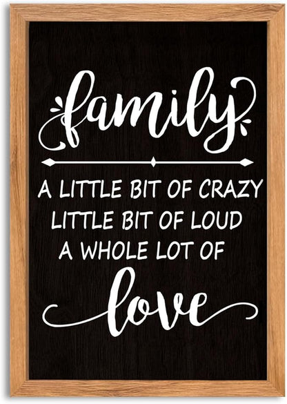 AuraPeak Family Wall Decor For Family A Little Bit Of Crazy Sign Hallway Entryway Horizontal Home Modern Positive Farmhouse Living Room Wall Hanging Art (Wood Black 16"×10")