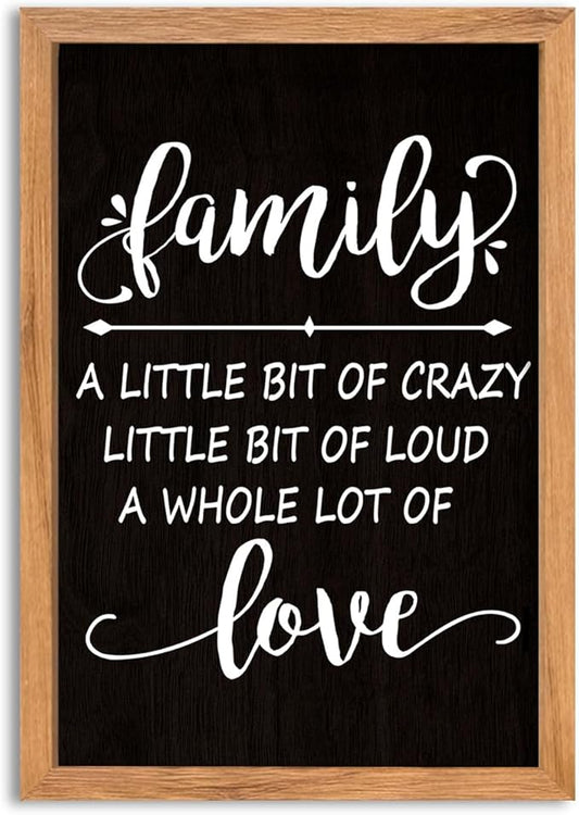 AuraPeak Family Wall Decor For Family A Little Bit Of Crazy Sign Hallway Entryway Horizontal Home Modern Positive Farmhouse Living Room Wall Hanging Art (Wood Black 16"×10")