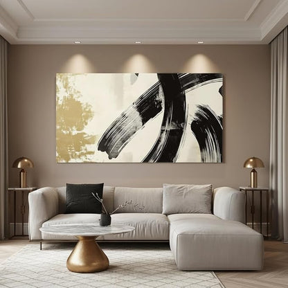 Iallbin Abstract Canvas Wall Art, Large Wall Art for Living Room, for Wall Modern Paintings Wall Decor Living Room (Abstract, Black, 58L x 29W)