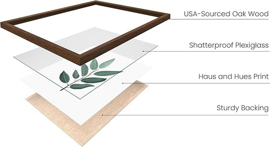 HAUS AND HUES Green Plant Art Print Set of 4-16x20 - Walnut Framed