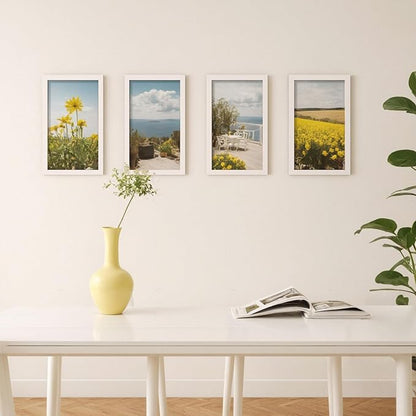 KINLINK 8.5x14 Picture Frame White, Solid Wood Frames with Acrylic Plexiglass, Tabletop and Wall Display Photo Frame, Set of 4