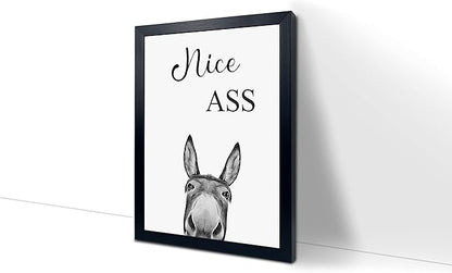Donkey Animal Prints Toilet Room Decor,Nice Ass Quotes Bathroom Sign, Funny Bathroom Decor Bathroom Signs, Funny Bathroom Wall Art, Bathroom Decor Poster, Toilet Art, Guest Bathroom Wall Decor