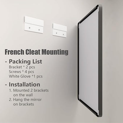 26x36 Inch Black Metal Framed Bathrrom Mirror for Wall, Matte Black Rectangle Mirror, Rounded Corner, Anti-Rust (Horizontal/Vertical)