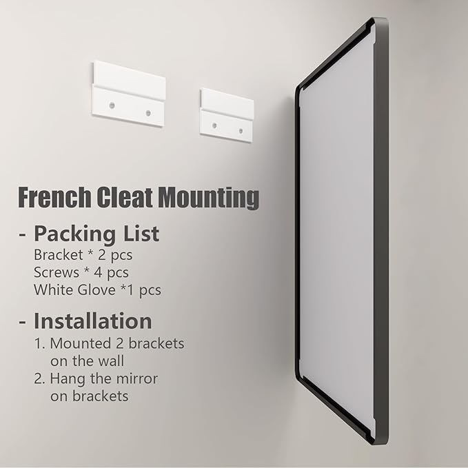 2 Pack of 24x36 Inch Black Metal Framed Bathrrom Mirror, Black Matte Rounded Rectangle Bathroom Vanity Mirror, Anti-Rust, Hangs Horizontally or Vertically