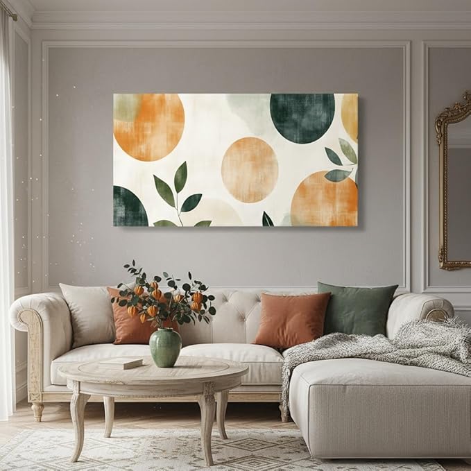 Iallbin Abstract Canvas Wall Art, Large Wall Art for Living Room, for Wall Modern Paintings Wall Decor Living Room (Abstract, Orange and beige, 58L x 29W)