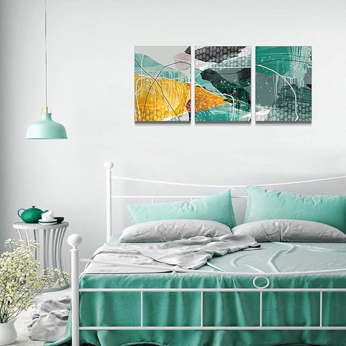 Canvas Wall Art For Living Room Abstract Wall Decor For Office Modern Bedroom Wall Decorations For Bathroom Hang Pictures Artwork Kitchen Wall Art Blue Watercolor Abstract Painting Home Decor 3 Piece