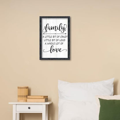 AuraPeak Family Wall Decor For Family A Little Bit Of Crazy Sign Hallway Entryway Horizontal Home Modern Positive Farmhouse Living Room Wall Hanging Art (Black 16"×10")