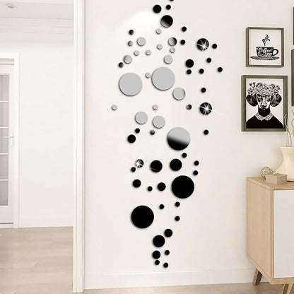 7.87" Round Wall Mirror Tile Self Adhesive Acrylic Mirror Sheet Sticker for Bathroom, Bedroom, Door, Home Decor