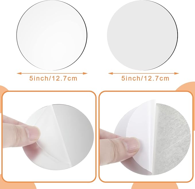 Jetec 25 Pcs Small Round Mirrors for Crafts Adhesive Round Mirror Tiles for Centerpieces Home Wall DIY(5 Inch in Diameter)
