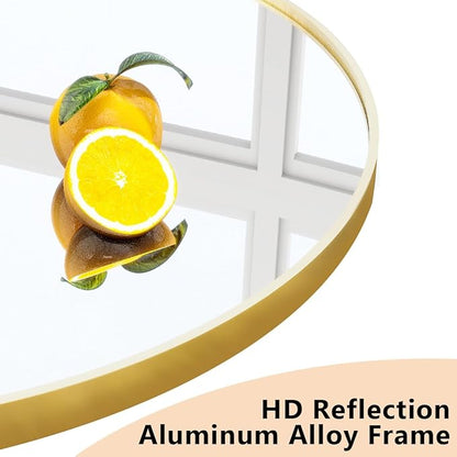 XRAMFY Arched Bathroom Mirror 32" x 34" for Bathroom Vanity Mirror or Wall Decor Gold Arch Mirror Aluminum Alloy Frame Wall Mounted Mirror for Living Room Bedroom Entryway