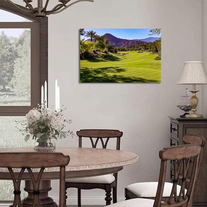 Beautiful Fairway At Indian Wells Golf Course Wall Art for Living Room Bedroom Bathroom Home Decorations Golf Course Canvas Prints Picture Poster Modern Artwork Framed Ready to Hang(18''H x 24''W)