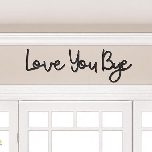 Dripykiaa Wall Decor 31.5" Love You Bye Sign Hanging Hallway Decoration Express Love and Warm for Your Family Lover Wife Husband Hallway Entryway Door Wall Art Boho Decor