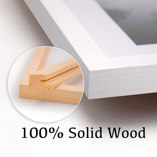 Egofine 14x14 White Picture Frames Set of 2, Matted to Fit 8x8 Pictures or 14x14 Pictures without Mat Covered by Plexiglass Wooden Square Photo Frame Poster Frame for Wall Hanging White