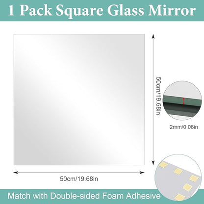 20x20 in Glass Wall Mirror for Bathroom Sink, 1Pcs HD Frameless Decorative Wall Mounted Mirror Tile for Bedroom, Vanity, Living Room, Entryway, Over Sink, Door, Home Gym, Wall Decor