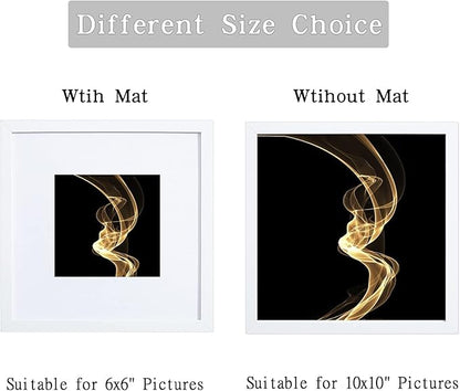 HEART ART 10x10 White Picture Frames set of 9, Display Photos 6x6 with Mat or 10 x 10 without Mat, Gallery Wall Frames Set