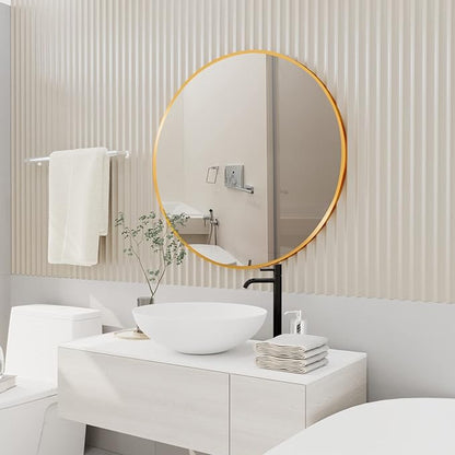 HARRITPURE Round Mirror 19.6" Gold Wall Mounted Circle Mirror with Aluminum Alloy Frame Modern Design for Bathroom, Living Room, Vanity, Bedroom, Entryway