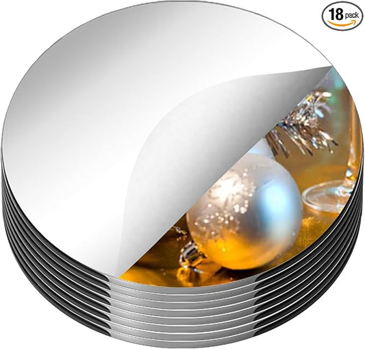 18 Pack Round Mirrors for Centerpieces, 8inch Circle Mirror Centerpieces for Tables Candle Plates Acrylic Mirrors Tray for Table Wedding Birthday Christmas Miroor Home Wall Decor