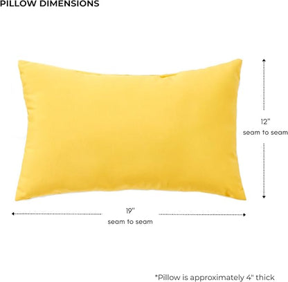 Set of 2 Outdoor Throw Pillows 19 x 12 Inch – Reversible Rectangle Patio Accent Pillows – Weather-Resistant Polyester Fabric – Eco-Friendly Recycled Polyfiber Fill – Sunbeam