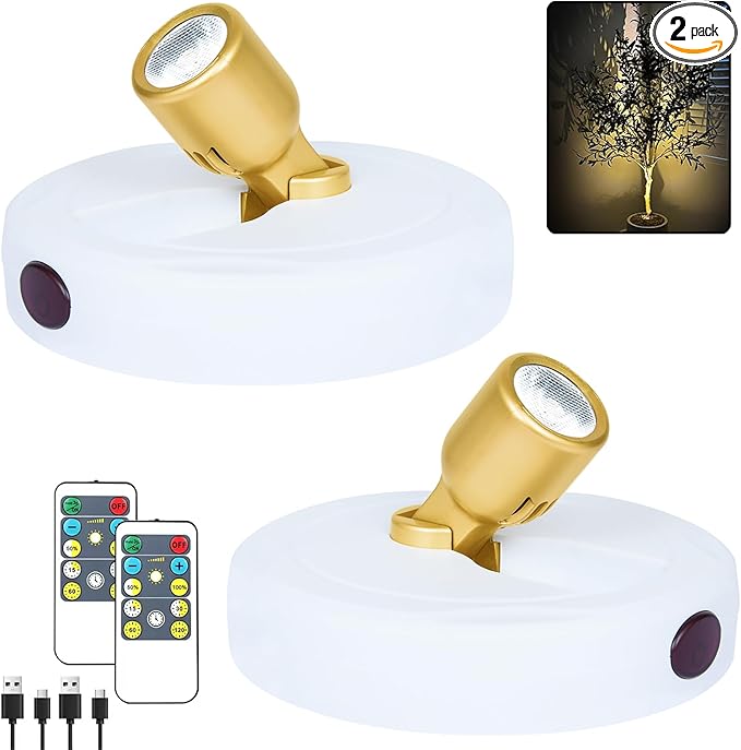 HAMVIDNE LED Spotlight, Rechargeable Battery Picture Lights, Uplighting Indoor with Remote, Stick Spot Lights for Wall Display Dartboard Painting Artwork Accent-2pcs