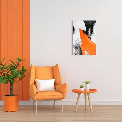YPY Modern Abstract Canvas Wall Art: Grey Orange Hand Painted Oil Paintings for Wall Decorations, Minimalist Picture Print Poster Large Home Living Room Decor 16 x 24