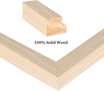 Egofine 12x12 Picture Frames Made of Solid Wood with Plexiglass, Display Pictures 8x8 with Mat or 12x12 Without Mat Set of 4 for Tabletop and Wall Mounting, Oak Wood