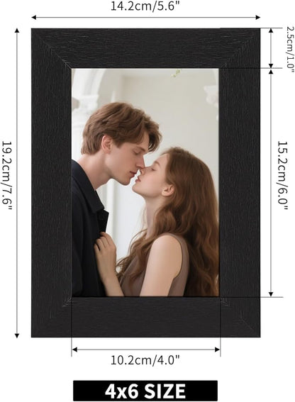 PETAFLOP Picture Frames 4 by 6 7 Pack, Black 4x6 Photo Frames Set for Wall Tabletop Horizontally or Vertically Display