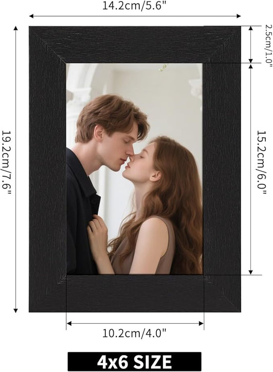 PETAFLOP Picture Frames 4 by 6 7 Pack, Black 4x6 Photo Frames Set for Wall Tabletop Horizontally or Vertically Display
