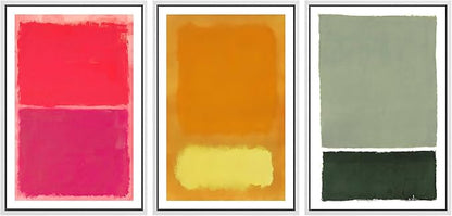 SIGNLEADER Framed Canvas Print Wall Art Set Vibrant Abstract Color Block Modern Minimalist Red, Orange, and Green Illustrations Boho Decorative for Living Room, Bedroom, Office - 16"x24"x3 White