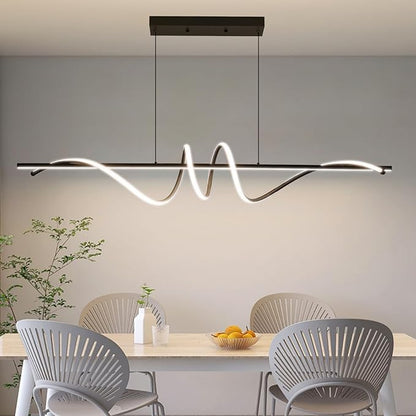 Modern LED Chandelier Light, 57IN Pendant Light Fixtures Dimmable with Remote Control 3000k-6500K Adjustable Color Temperature, Aluminum Island Lighting Lamp for Dining Room, Living Room, Island