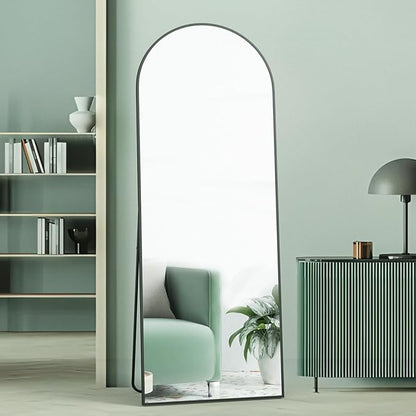 Full Length Mirror 64"x21" Arch Floor Mirror with Stand Arched Mirror Full Body Mirror Black Standing Hanging or Leaning Against Wall for Bedroom Entry, Living Room
