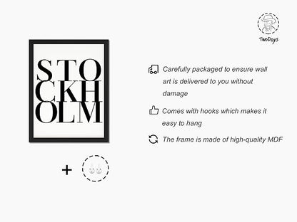 TwoDays Stockholm Style Room Decor for Women, Chic Trendy Wall Art for Living Room Aesthetic, Luxury Fashion Posters for Home Bedroom Apartment Dorm (8" X 10", Set of 6, Black Framed)